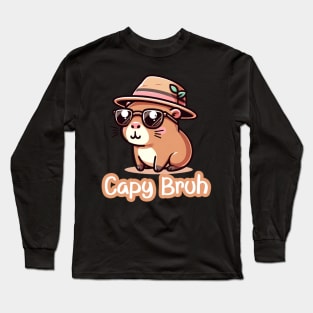 Capy Bruh Funny Capybara Kawaii Rodent Animal Long Sleeve T-Shirt